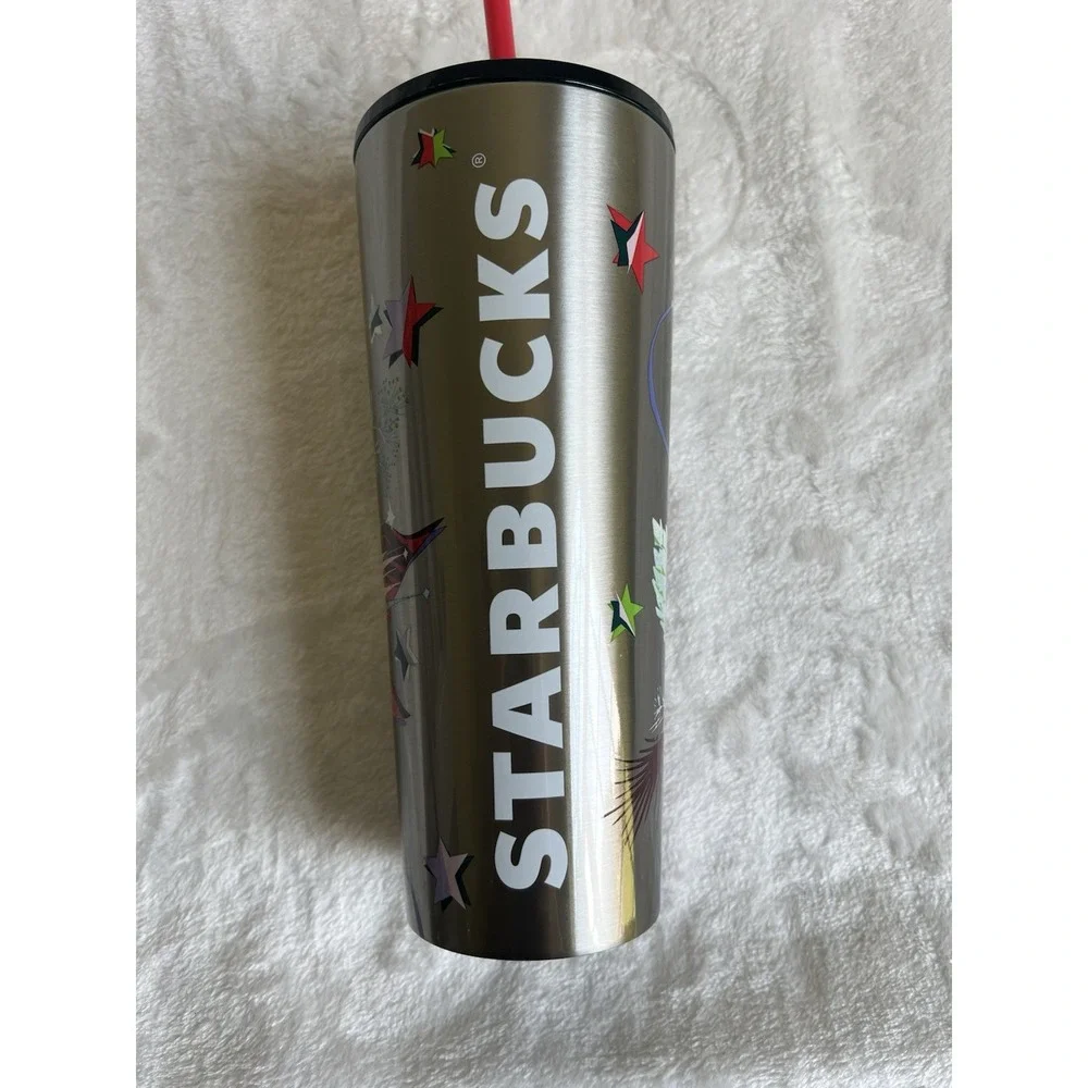 Starbucks Christmas 2023 Festive Stars Ornaments Stainless Steel Tumbler 24ozNWT